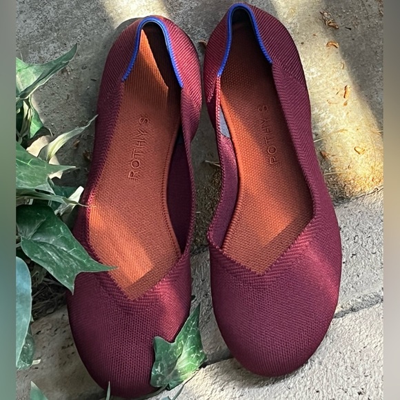 ROTHY’S THE FLAT Rounded Toe Ballet Flat Shoes Burgundy 10.5 Women - Picture 1 of 10